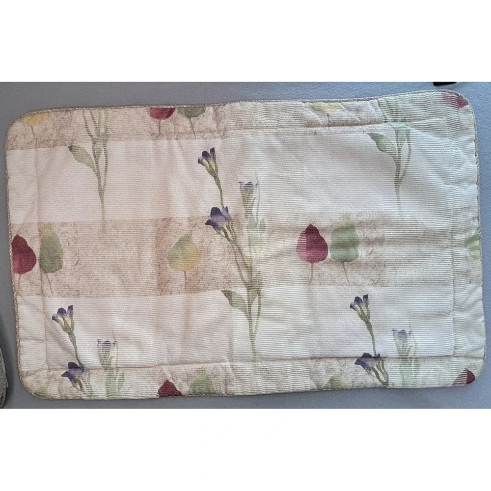 Vintage Croscill Home LaJolla Queen Comforter +Shams Set 3 Pc Beige Floral Tulip